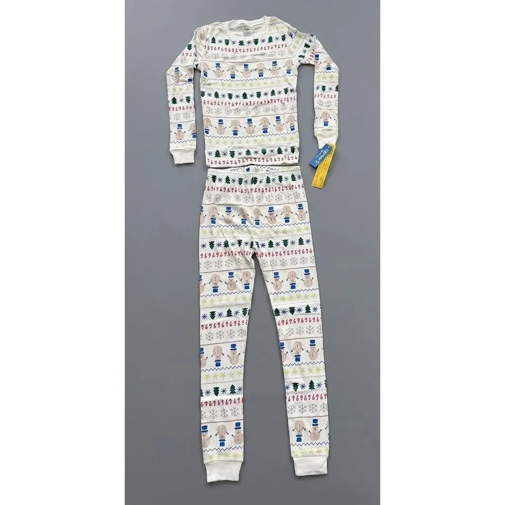 NEW! 2T Carter's Toddler Christmas Snowman Fair Isle 2PC Pajama Set White